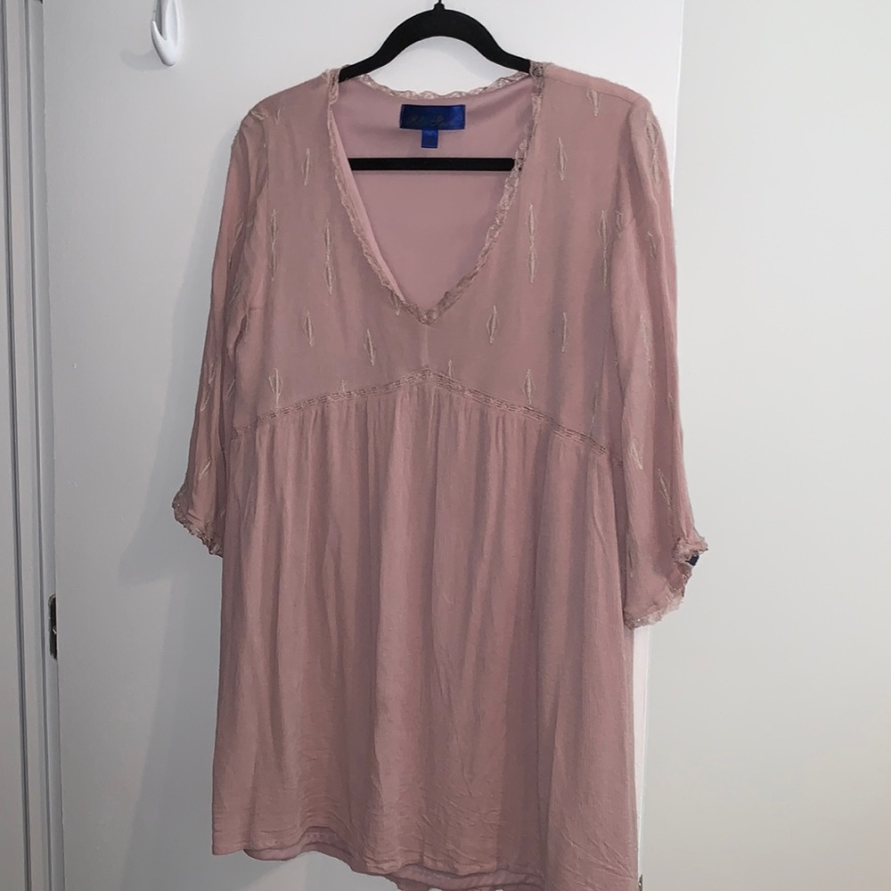 Francescas Blue Rain Babydoll Style V Neck Dress